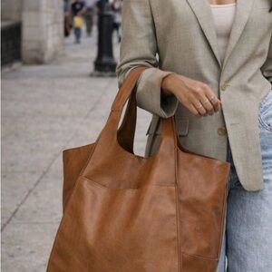 Elegant Brown Leather Tote Bag